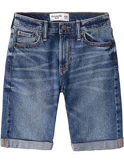 abercrombie kids Rolled Destroy Denim Shorts (Little Kids/Big Kids)