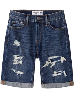 abercrombie kids Rolled Destroy Denim Shorts (Little Kids/Big Kids)