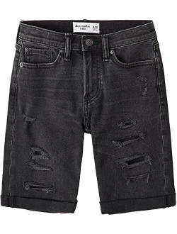 abercrombie kids Rolled Destroy Denim Shorts (Little Kids/Big Kids)