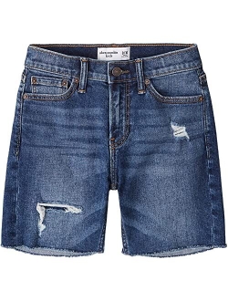 abercrombie kids Medium Wash Destroy Denim Shorts (Little Kids/Big Kids)