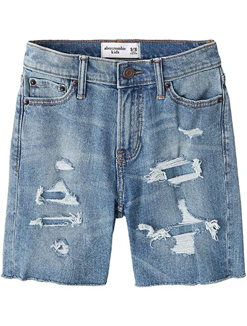 Abercrombie & Fitch abercrombie kids Medium Wash Destroy Denim Shorts (Little Kids/Big Kids)