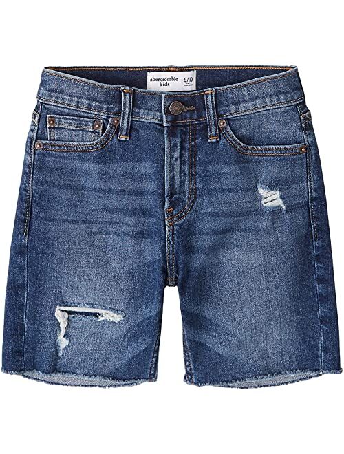 Abercrombie & Fitch abercrombie kids Medium Wash Destroy Denim Shorts (Little Kids/Big Kids)