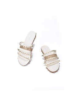 Xtreme Sandals Slides for Women, Studded Womens Mules Slip On Shoes