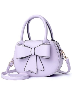 BAG WIZARD Girls Bowknot Handbag Purse Cute Leather Mini Shoulder Bag for Women Top-handle Totes Satchel