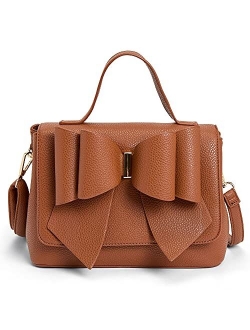 Women's Vegan Leather Bowtie Top Handle Fashion Satchel Handbag