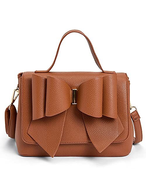 LIKE DREAMS Women's Vegan Leather Bowtie Top Handle Fashion Satchel Handbag