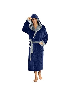 U2SKIIN Mens Hooded Robe, Plush Robes for Men Long Fleece Bathrobe