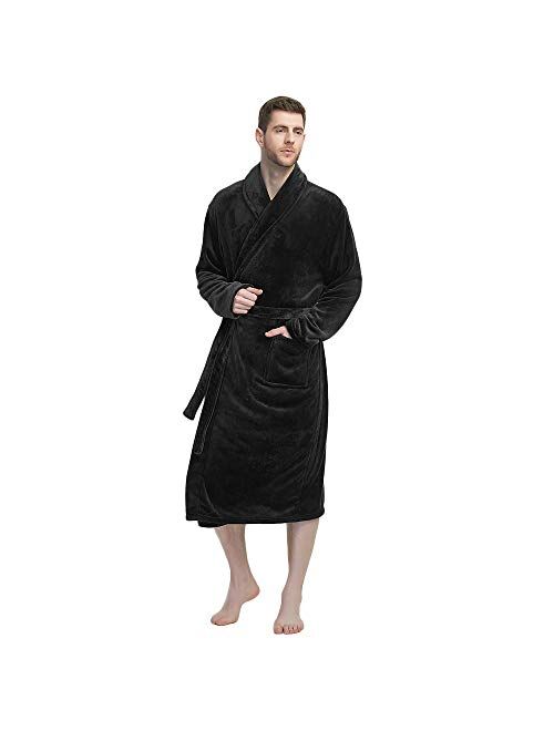 U2SKIIN Mens Hooded Robe, Plush Robes for Men Long Fleece Bathrobe