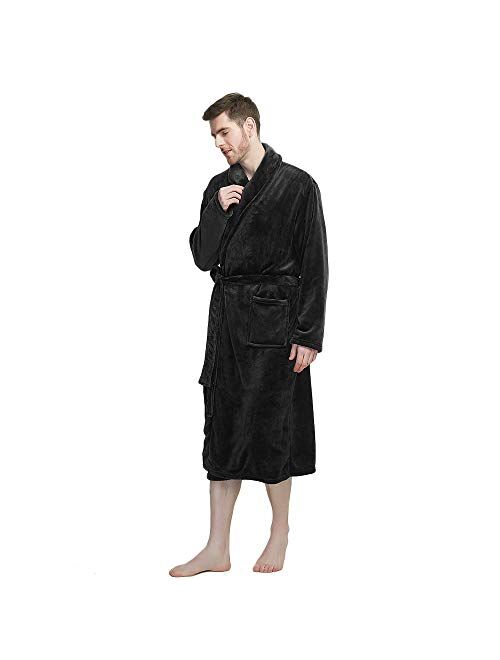 U2SKIIN Mens Hooded Robe, Plush Robes for Men Long Fleece Bathrobe