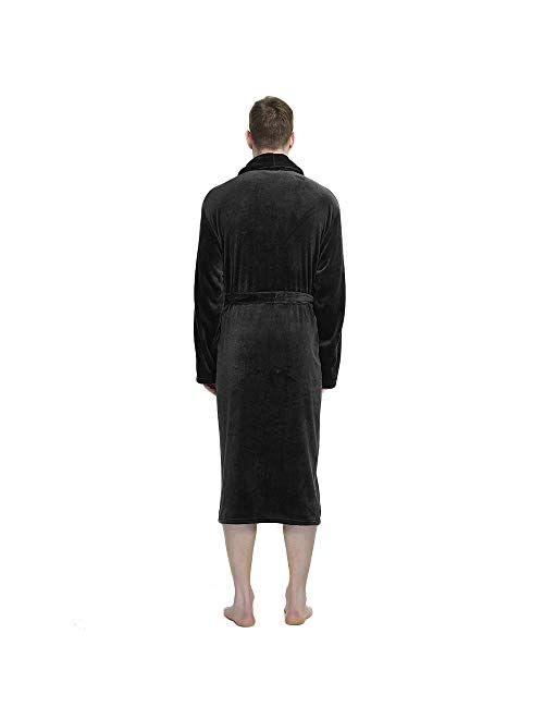 U2SKIIN Mens Hooded Robe, Plush Robes for Men Long Fleece Bathrobe