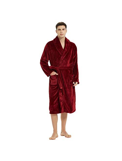 U2SKIIN Mens Hooded Robe, Plush Robes for Men Long Fleece Bathrobe