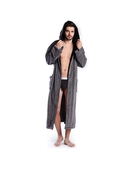 KEMUSI Hooded Herringbone Men's Soft Spa Full Lenght Bathrobe,Comfy Full Length Warm Nightdress