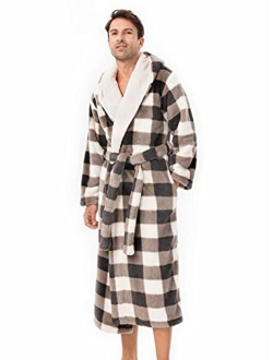 Men's Soft Fleece Plush Robe Full Length Long Bathrobe