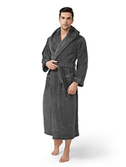 Men's Soft Fleece Plush Robe Full Length Long Bathrobe