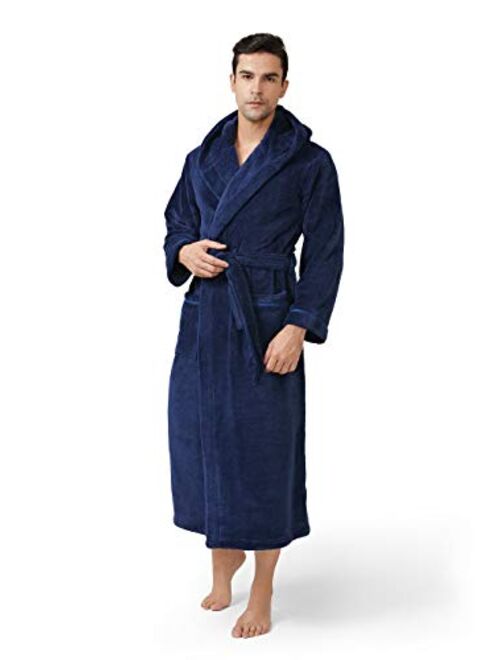 DAVID ARCHY Men's Soft Fleece Plush Robe Full Length Long Bathrobe