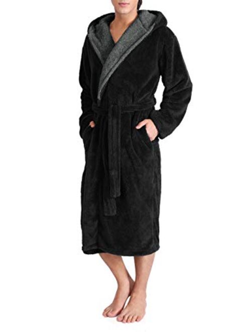 DAVID ARCHY Men's Soft Fleece Plush Robe Full Length Long Bathrobe