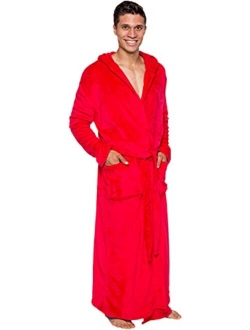 Mens Robe Big & Tall with Hood - Long Plush Shawl Collar Fleece Bathrobe