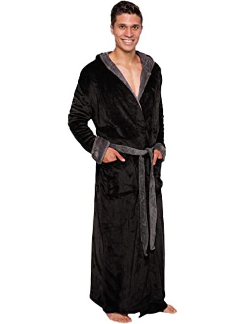 Ross Michaels Mens Robe Big & Tall with Hood - Long Plush Shawl Collar Fleece Bathrobe