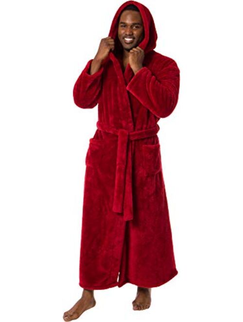 Ross Michaels Mens Robe Big & Tall with Hood - Long Plush 400GSM Luxury Fleece Bathrobe