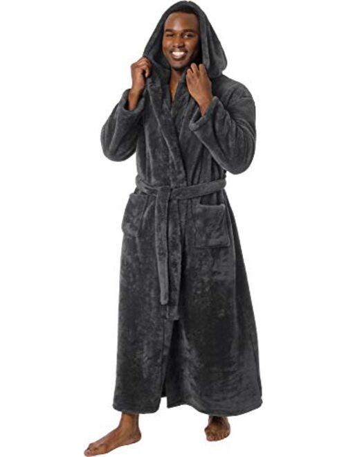 Ross Michaels Mens Robe Big & Tall with Hood - Long Plush 400GSM Luxury Fleece Bathrobe