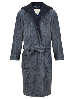 John Christian Men's Hooded Fleece Robe, Dark Gray Marl