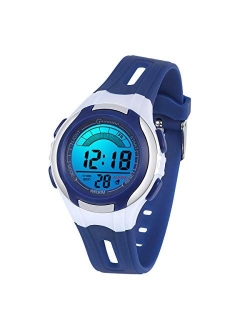 Edillas Kids Digital Watches for Girls Boys,7 Colors LED Flashing Waterproof Wrist Watches for Boys Girls Child Sport Outdoor Multifunctional Wrist Watches with Stopwatch