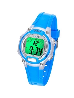 Edillas Kids Digital Watches for Girls Boys,7 Colors LED Flashing Waterproof Wrist Watches for Boys Girls Child Sport Outdoor Multifunctional Wrist Watches with Stopwatch