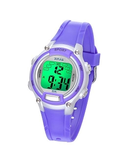 Edillas Kids Digital Watches for Girls Boys,7 Colors LED Flashing Waterproof Wrist Watches for Boys Girls Child Sport Outdoor Multifunctional Wrist Watches with Stopwatch