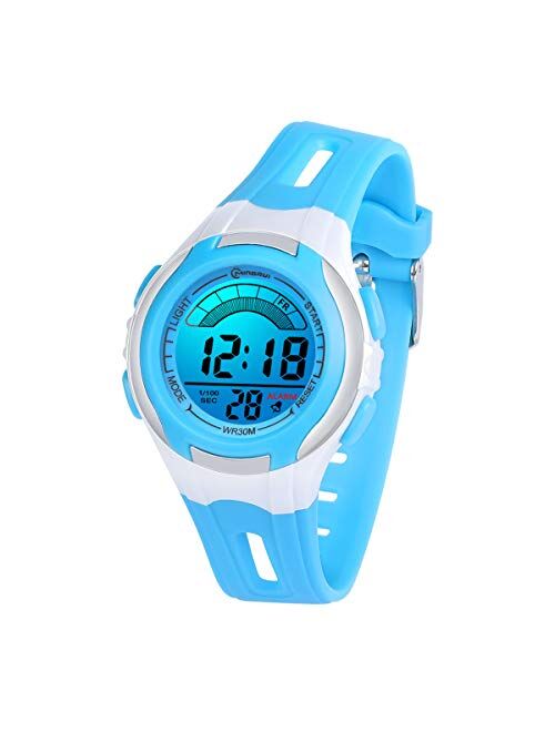 Edillas Kids Digital Watches for Girls Boys,7 Colors LED Flashing Waterproof Wrist Watches for Boys Girls Child Sport Outdoor Multifunctional Wrist Watches with Stopwatch