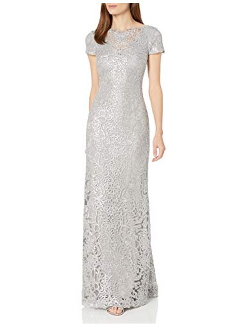 Tadashi Shoji Women's Short Sleeve Sequin Lace Gown