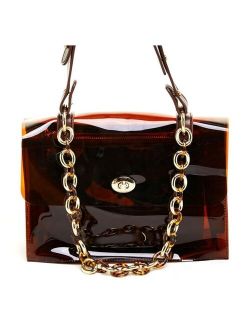 Clear Chain Embellished Shoulder Bag