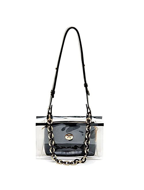 Like Dreams Clear Chain Embellished Shoulder Bag