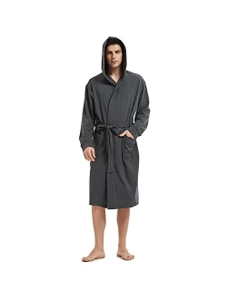 HOLOVE Men’s Cotton Robe Plus Size Bathrobe Lightweight Spa Soft Sleepwear