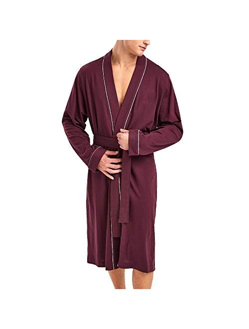 HOLOVE Men’s Cotton Robe Plus Size Bathrobe Lightweight Spa Soft Sleepwear