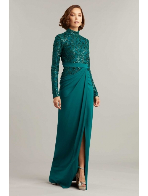 Tadashi Shoji sequin-embellished long-sleeve dress