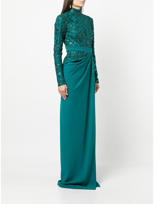 Tadashi Shoji sequin-embellished long-sleeve dress