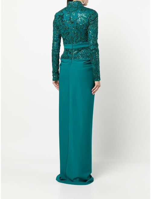 Tadashi Shoji sequin-embellished long-sleeve dress