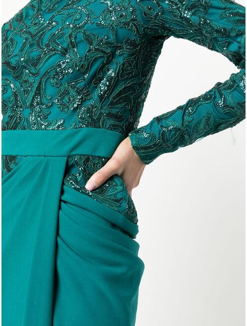 Tadashi Shoji sequin-embellished long-sleeve dress