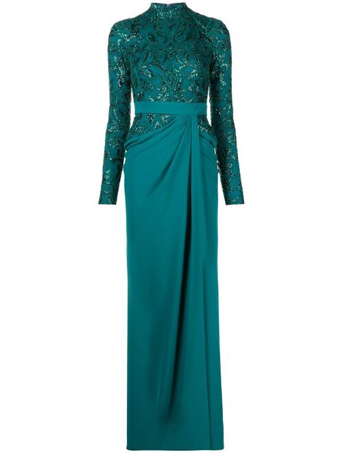 Tadashi Shoji sequin-embellished long-sleeve dress