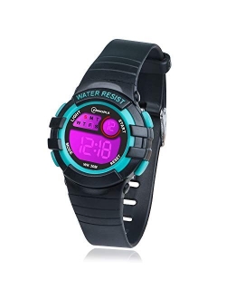 Edillas Kids Watches Digital for Girls Boys,7 Colors Led Flashing Wristwatch for Child Waterproof Sport Outdoor Multifunctional Wrist Watches with Stopwatch/Alarm for Age