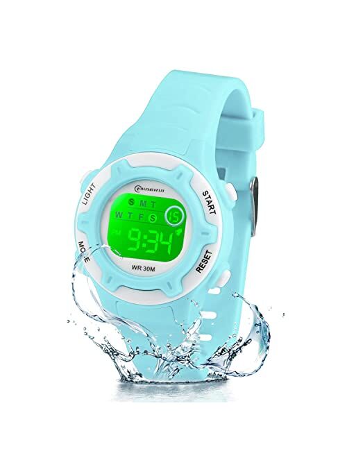 Edillas Kids Watches Digital for Girls Boys,7 Colors Led Flashing Wristwatch for Child Waterproof Sport Outdoor Multifunctional Wrist Watches with Stopwatch/Alarm for Age