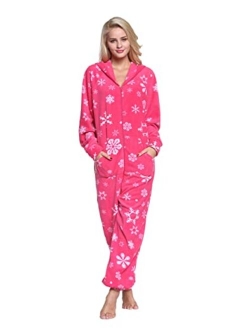 XMASCOMING Women's & Men's Hooded Fleece Onesies One-Piece Pajamas