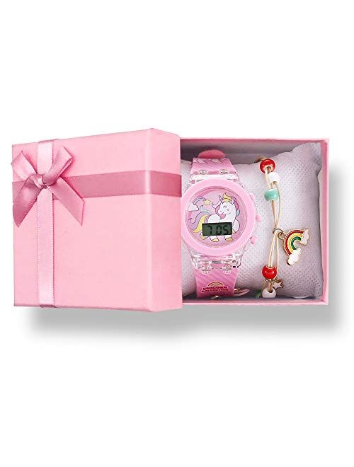 Nmgoi Unicorn Watch Girls Watch Pink Nylon Band Analog Wrist Watch