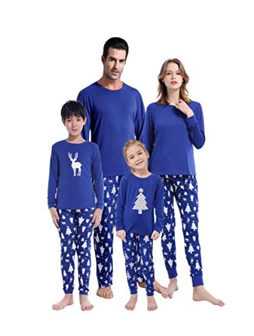 MyFav Matching Family Christmas Pajamas Set Soft Holiday Clothes Sleepwear