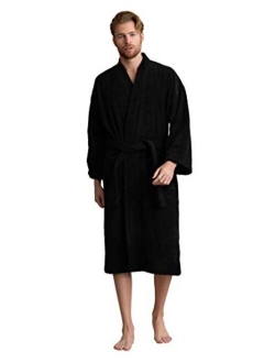 Soft Touch Linen Men's Robe, Turkish Terry Kimono Spa Bathrobe, Cotton