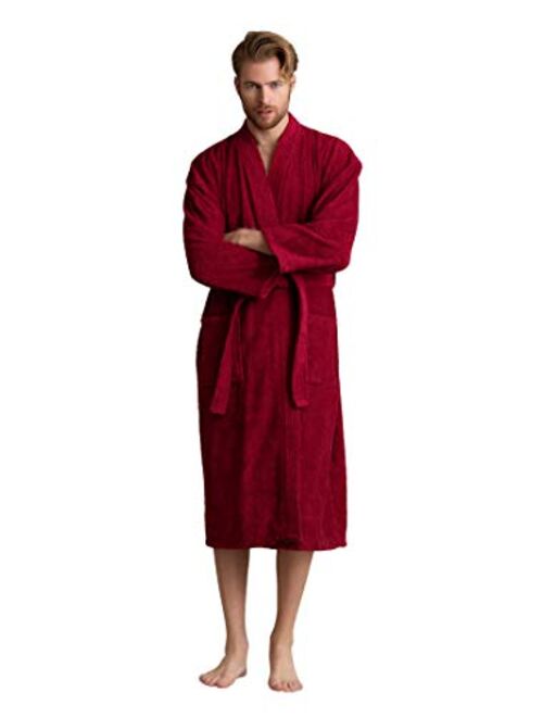 Soft Touch Linen Men's Robe, Turkish Terry Kimono Spa Bathrobe, Cotton