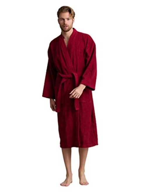 Soft Touch Linen Men's Robe, Turkish Terry Kimono Spa Bathrobe, Cotton