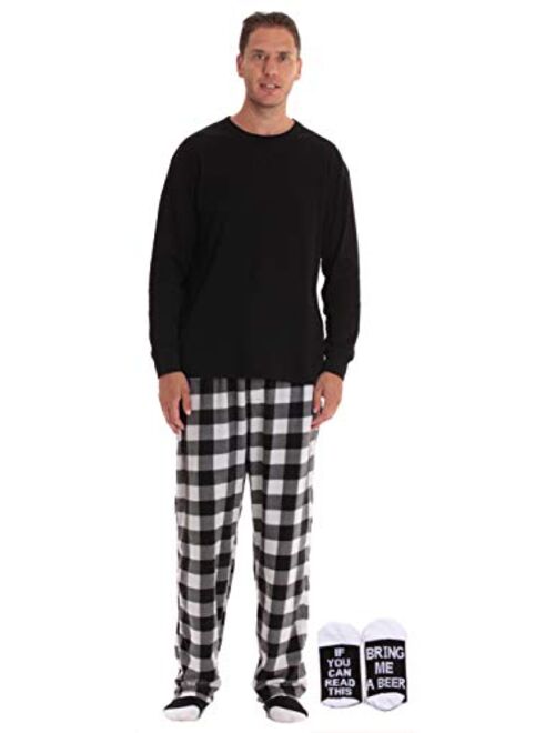 #followme Men’s Pajama Pants Set with Matching Novelty Socks with Sayings