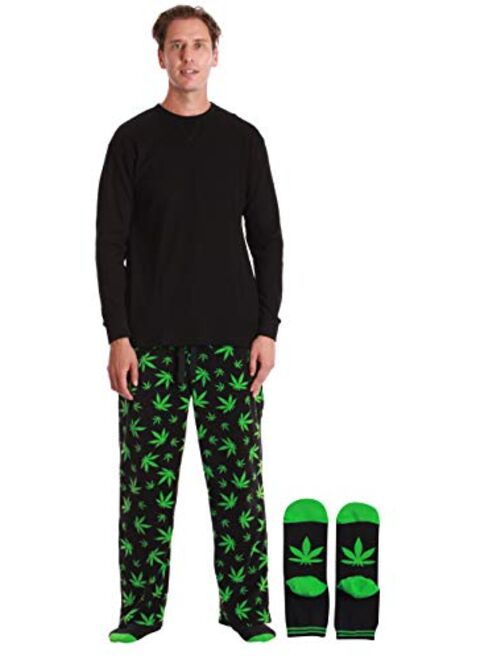 #followme Men’s Pajama Pants Set with Matching Novelty Socks with Sayings