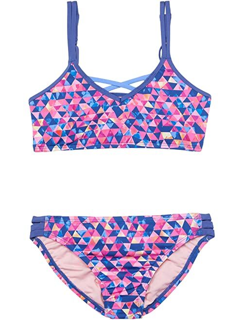 Hobie Kids Geomania Strappy Bralette and Hipster Bottoms (Big Kid)